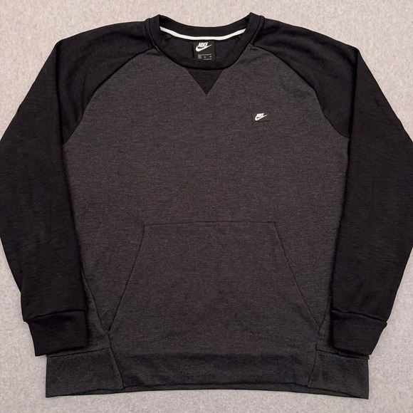 Nike Optic Crew Neck Sweatshirt Men's XL‎ Gray Raglan Kangaroo Pockets 928465 - Picture 1 of 8